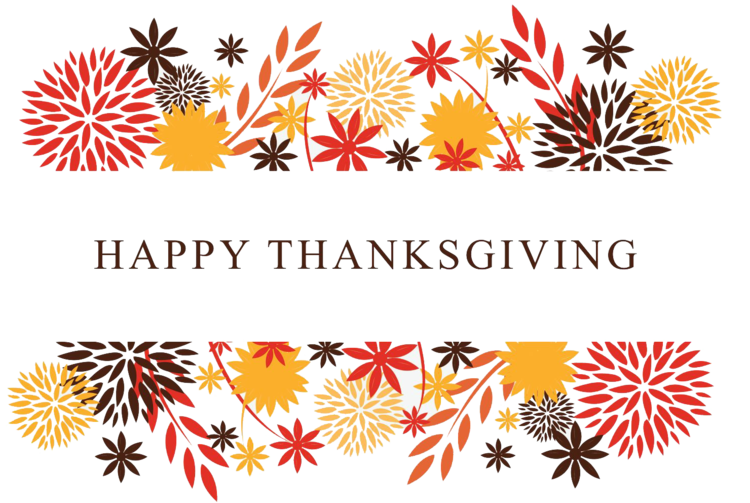 Happy Thanksgiving greeting with colorful floral border.